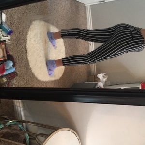 Black and white high waisted stripe pants